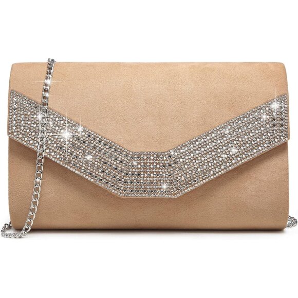 Women's Cream Evening Formal Party Clutches Cocktail Prom Velvet Handbags - Picture 1 of 5